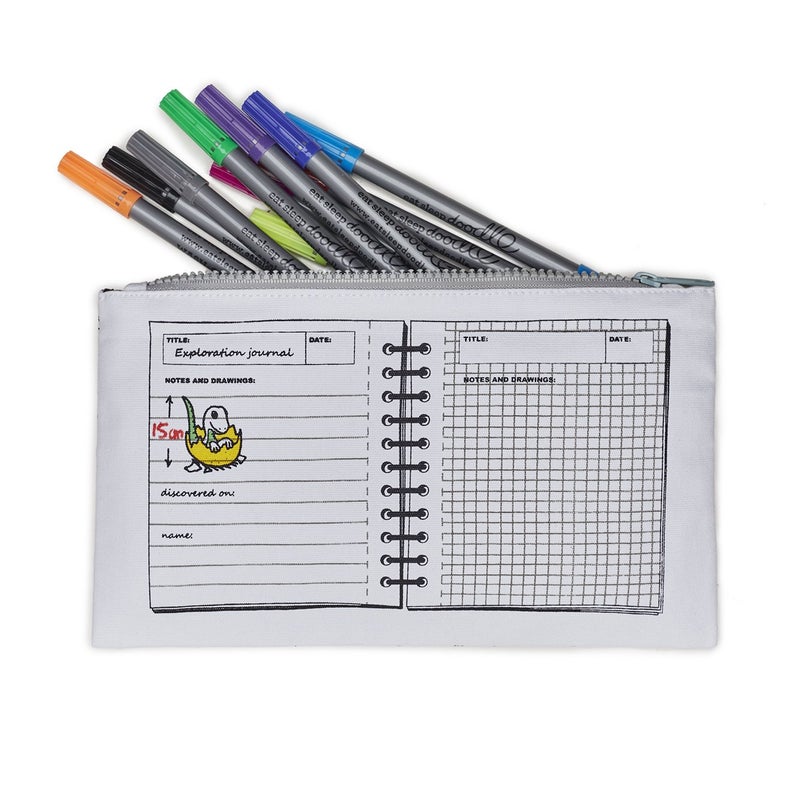 eatsleepdoodle DIY Coloring Dinosaur Pencil Case for Kids with 10pcs Washable Markers, Reusable Art Supply Organizer, Fun Arts & Crafts Activity for Boys & Girls, Creative Gift Idea for Ages - Image 4